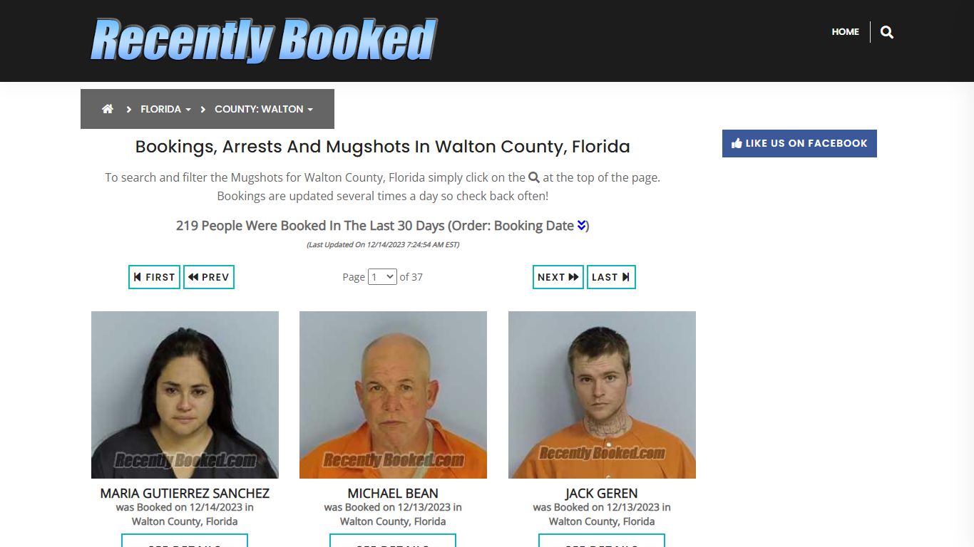 Recent bookings, Arrests, Mugshots in Walton County, Florida